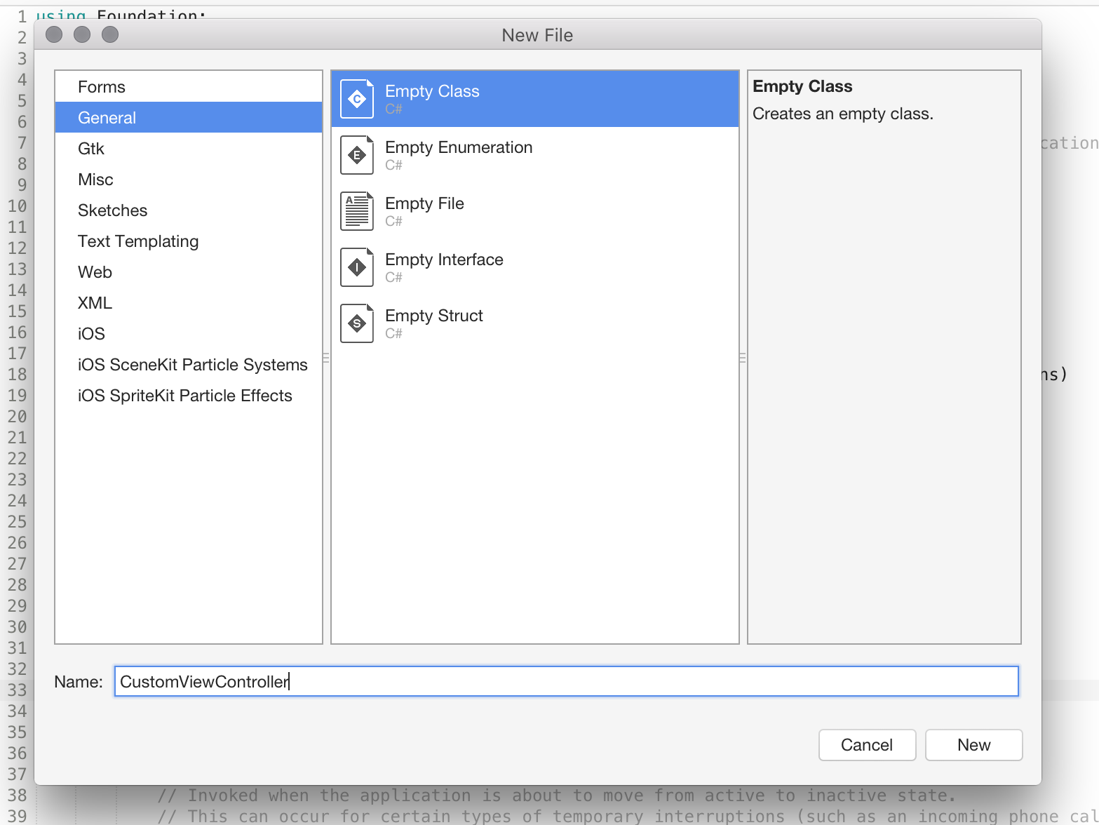 Add a new class named CustomViewController