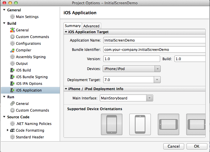 Set the Main Interface to MainStoryboard