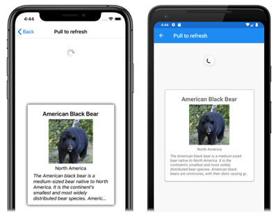 CarouselView pull-to-refresh Screenshot of CarouselView pull-to-refresh, on iOS and Android