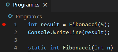 Screenshot of the breakpoint location in the code.
