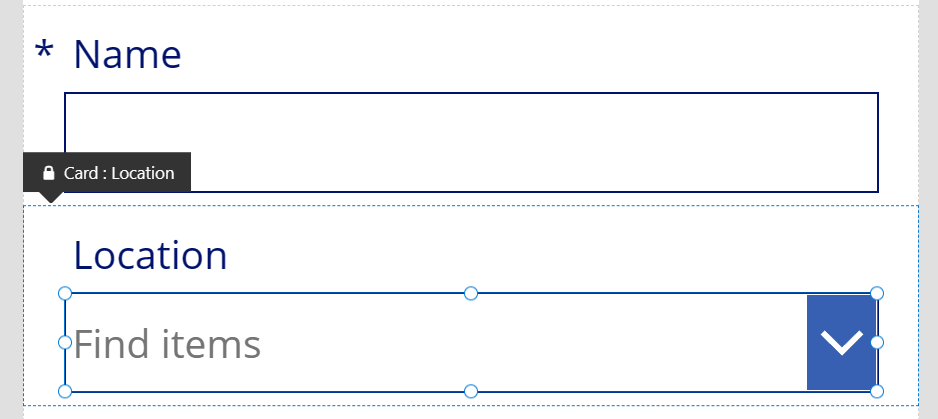 Screenshot of an edit form for the Desk record, with the Location lookup represented by a dropdown control.