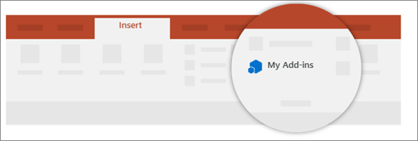 Screenshot shows that you can view add-ins in My Add-ins on the Insert tab.