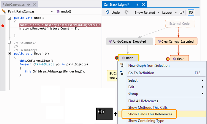 DebuggerMap_ShowFields Show fields in a method on call stack code map