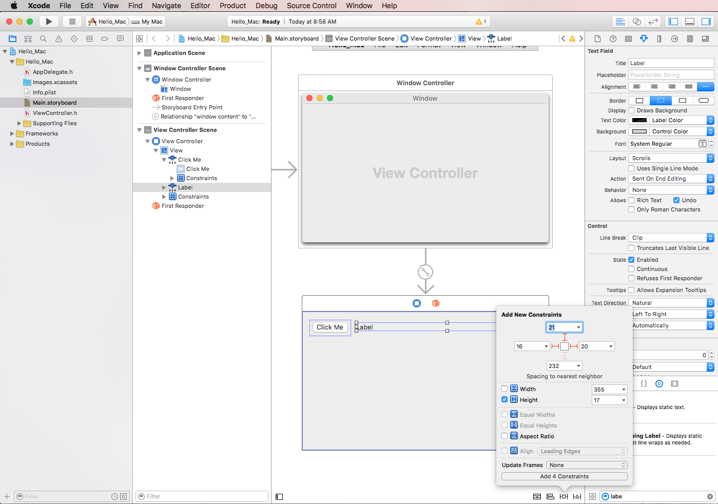 Adding constraints to the label